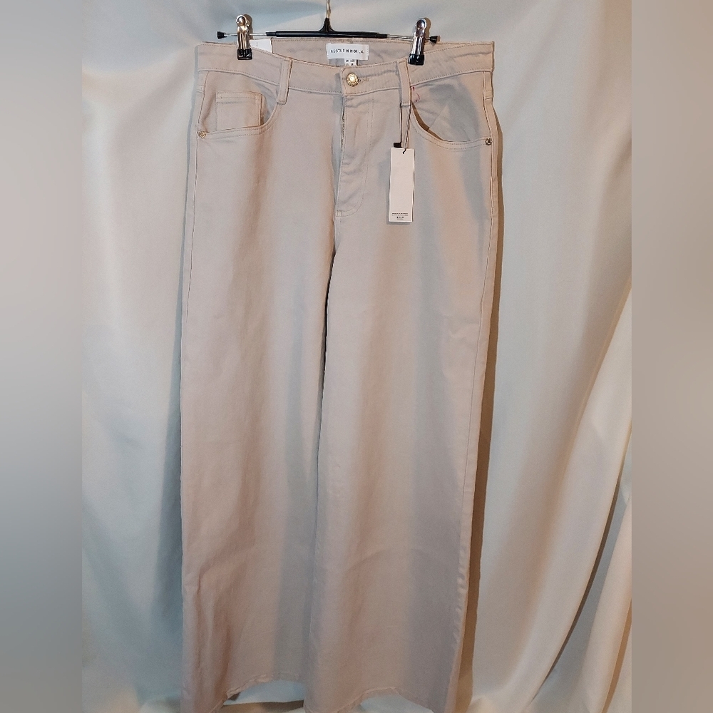 Hustle N Holla Women's Cream Wide Leg Jeans NWT